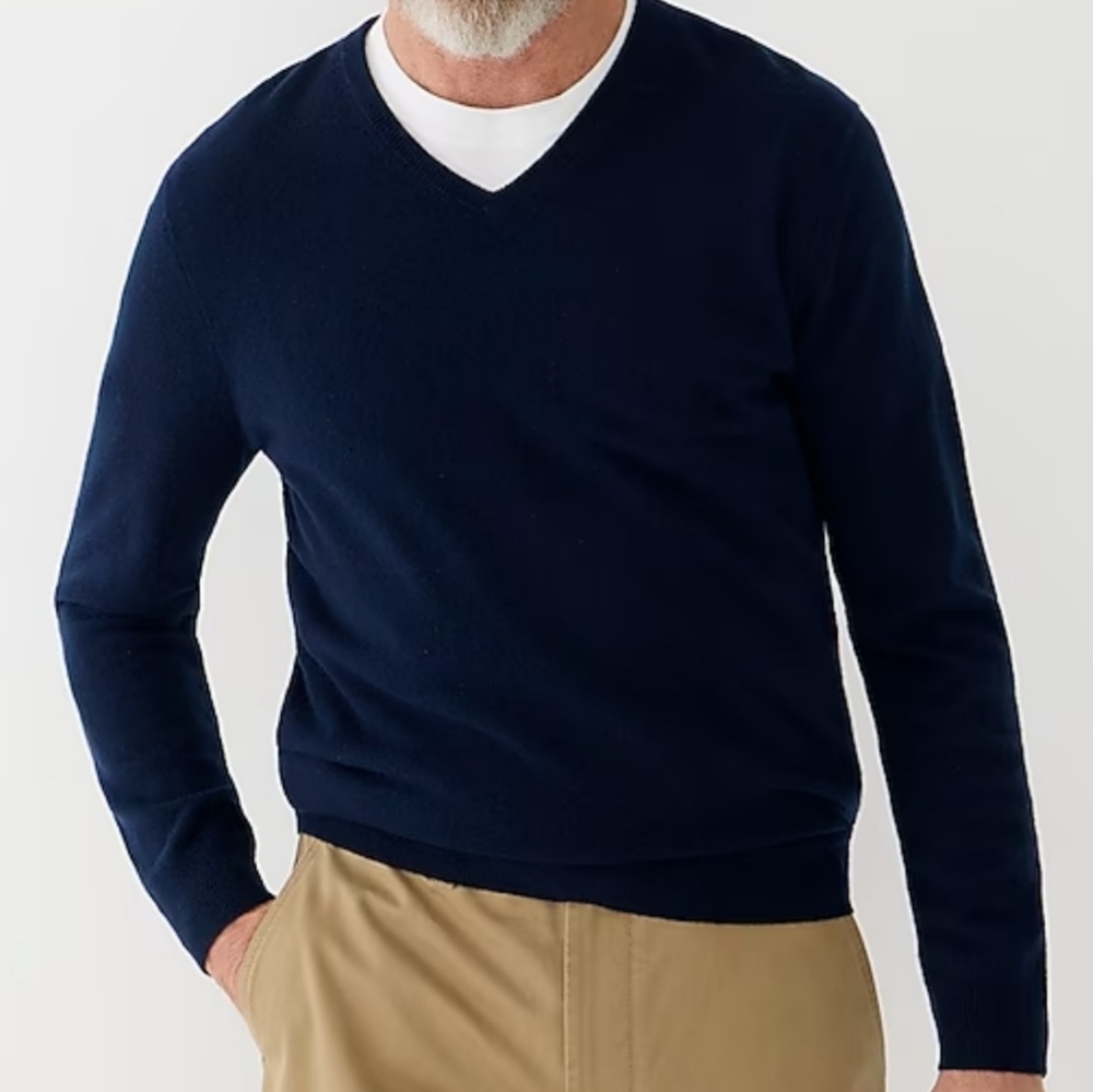 J.CREW💥Nwot💥CASHMERE Navy V-neck Sweater